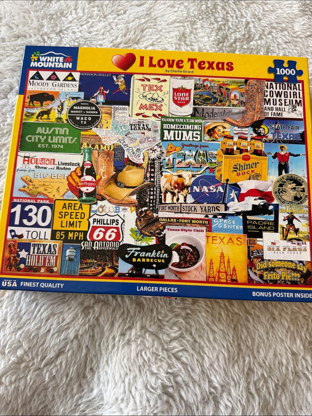 White Mountain I Love Texas Jigsaw Puzzle - 1000 pieces